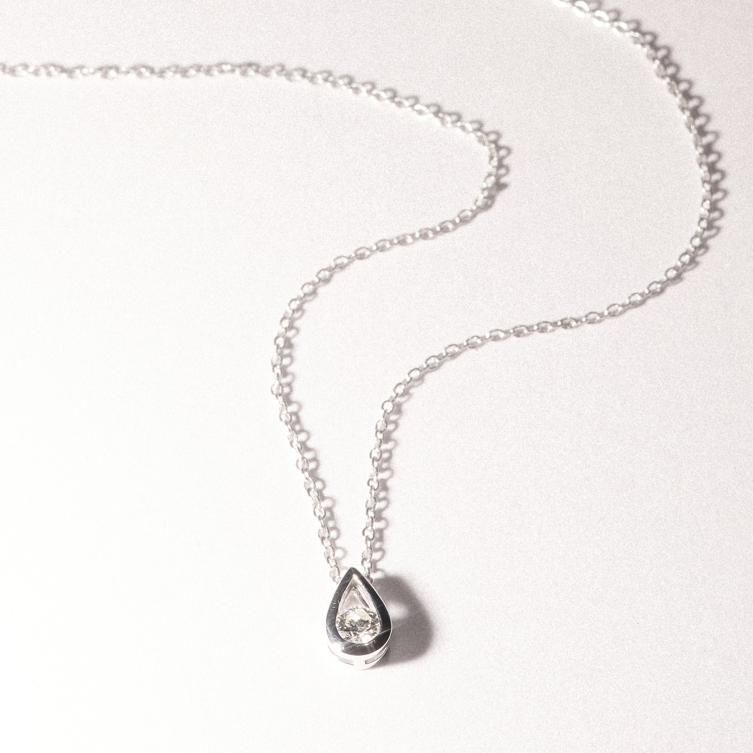 Teardrop 0.10ct Round Cut Lab Grown Solitaire Pendant Necklace in Sterling Silver